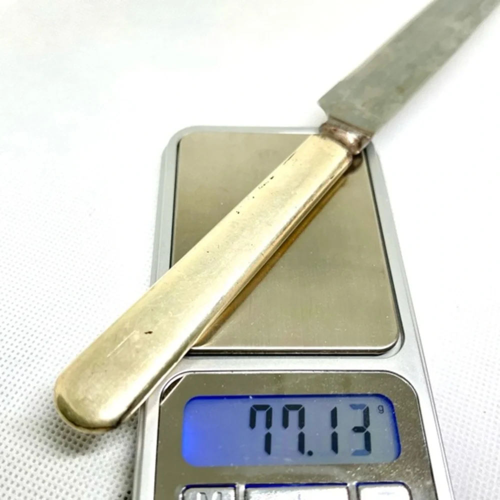 1893 Antique Sterling Silver Burns Patd Serrated Bread Knife Rare Unique England